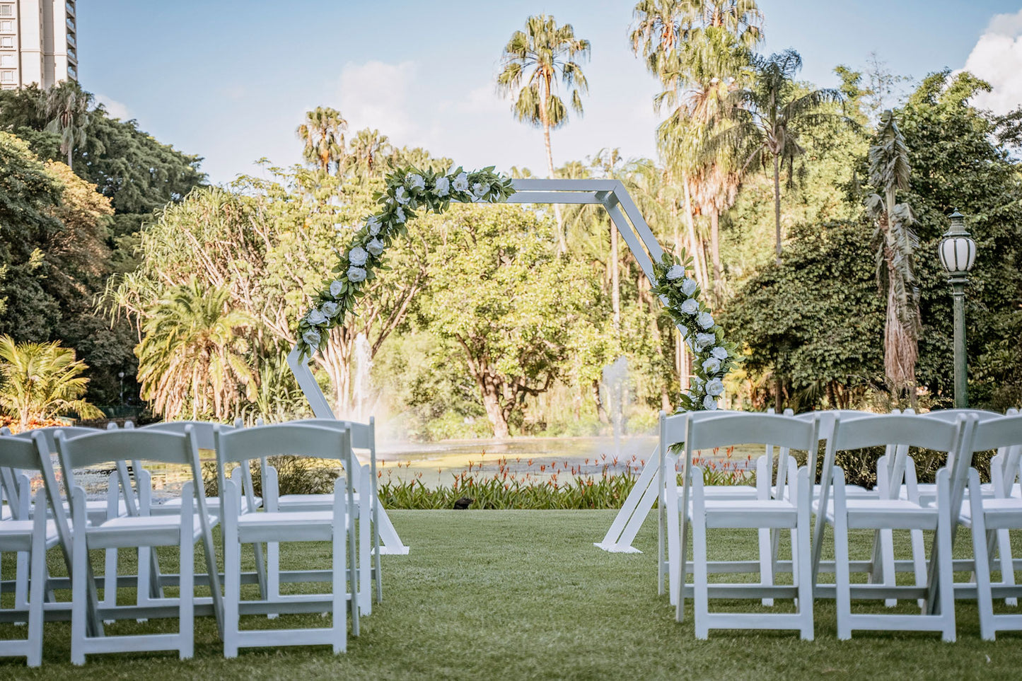 Ceremony styling - Hexagonal arbour